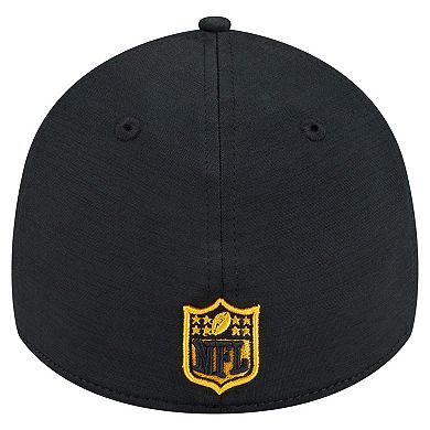 Men's New Era Black Pittsburgh Steelers Stripes 39THIRTY Flex Hat