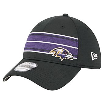 Men's New Era Black Baltimore Ravens Stripes 39THIRTY Flex Hat
