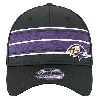 Men's New Era Black Baltimore Ravens Stripes 39THIRTY Flex Hat