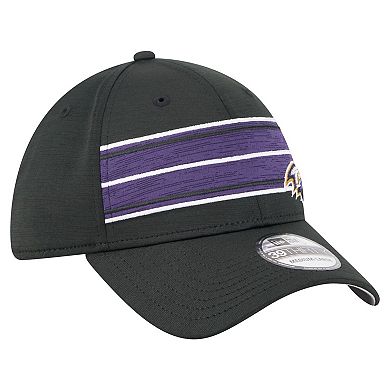 Men's New Era Black Baltimore Ravens Stripes 39THIRTY Flex Hat