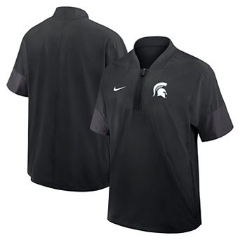 Men's Nike Black Michigan State Spartans 2025 Sideline Short Sleeve Quarter-Zip Coach Jacket