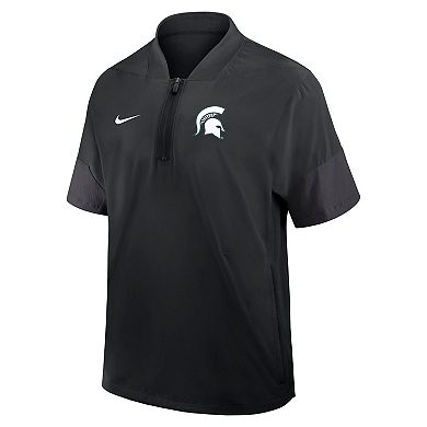 Men's Nike Black Michigan State Spartans 2025 Sideline Short Sleeve Quarter-Zip Dri-FIT Coach Jacket