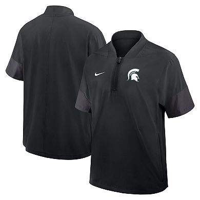 Men's Nike Black Michigan State Spartans 2025 Sideline Short Sleeve Quarter-Zip Dri-FIT Coach Jacket