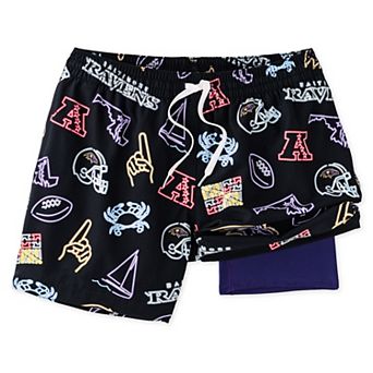 Men's Chubbies Black Baltimore Ravens The Neon 5.5" Classic Lined Swim Trunks