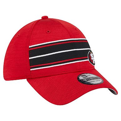 Men's New Era Scarlet San Francisco 49ers Stripes 39THIRTY Flex Hat
