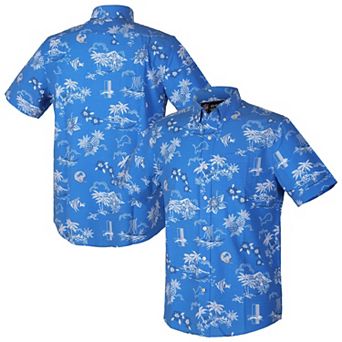 Men's Reyn Spooner Blue Detroit Lions Throwback Kekai Performance Button-Down Shirt