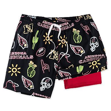 "Men's Chubbies Black Arizona Cardinals The Neon 5.5"" Classic Lined Swim Trunks"