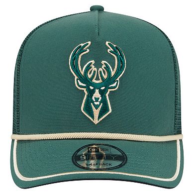 Men's New Era Hunter Green Milwaukee Bucks Vintage Team Rope A-Frame 9FIFTY Snapback Hat
