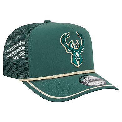 Men's New Era Hunter Green Milwaukee Bucks Vintage Team Rope A-Frame 9FIFTY Snapback Hat