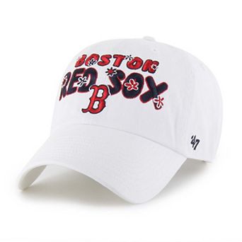 Women's '47 White Boston Red Sox Flower Power Clean Up Adjustable Hat