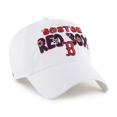 Women's '47 White Boston Red Sox Flower Power Clean Up Adjustable Hat