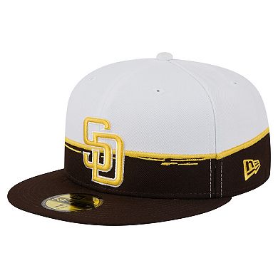 Men's New Era Brown/White San Diego Padres Paint Stroke 59FIFTY Fitted Hat