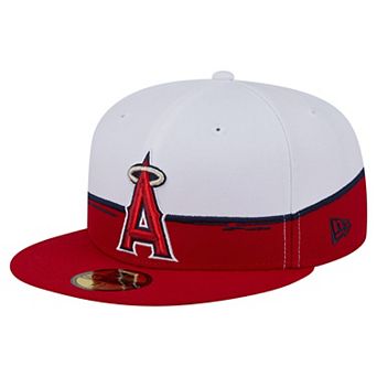 Men's New Era Red/White Los Angeles Angels Paint Stroke 59FIFTY Fitted Hat