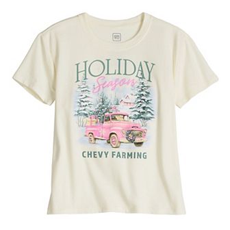 Girls Graphic Tee Holiday Season Chevy Farming