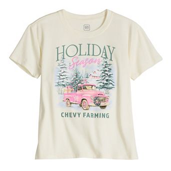 Girls Graphic Tee Holiday Season Chevy Farming