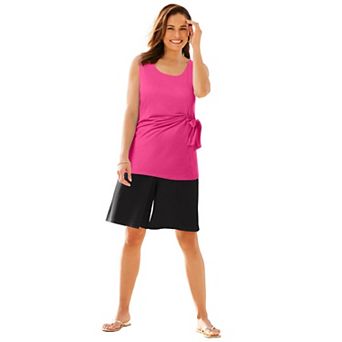 Woman Within Plus Size Sleeveless Side Tie Tank