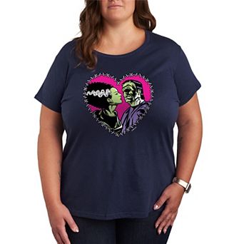 Plus Size Universal Monsters Frankenstein & Bride Graphic Tee