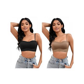 2 Packs Women's Push Up U Back Adjustable Straps Underwear Full Cup Wirefree Tube Bras