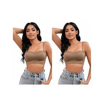 2 Packs Women's Push Up U Back Adjustable Straps Underwear Full Cup Wirefree Tube Bras