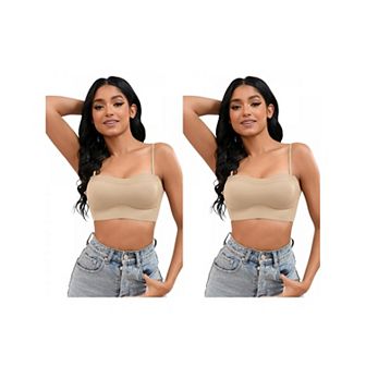 2 Packs Women's Push Up U Back Adjustable Straps Underwear Full Cup Wirefree Tube Bras