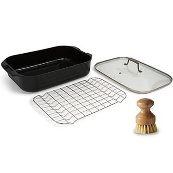 Blu. Cookware Roasting Pan with Lid and Roasting Rack, Non-Toxic, Non-Stick Ceramic