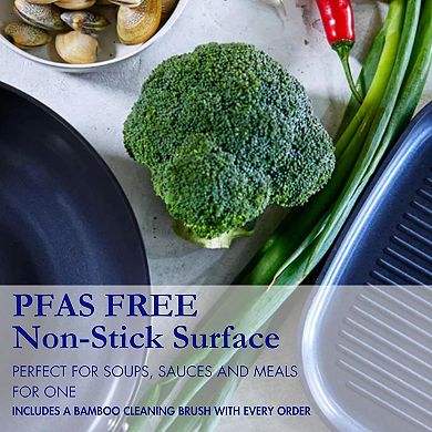 Blu. Cookware 2.7QT Nonstick Sauce Pan with Lid, Non-Toxic, Non-Stick Ceramic