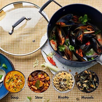 Blu. Cookware 4.5QT Casserole Pot with Lid, Non-Toxic, Non-Stick Ceramic