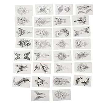 Realistic Fake Tattoos Dark Series Temporary Tattoo for Adult Black 1 Set