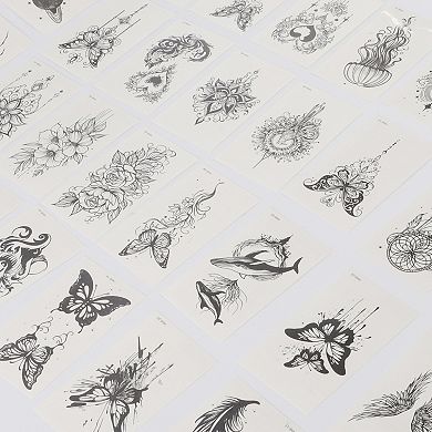 Realistic Fake Tattoos Dark Series Temporary Tattoo for Adult Black 1 Set