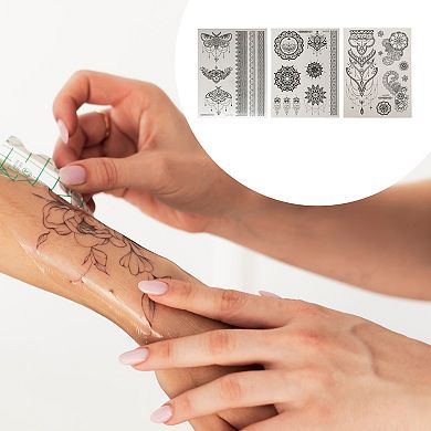 Exquisite Fake Tattoos Butterfly Pattern Temporary Tattoo for Adult Black 3 Pcs