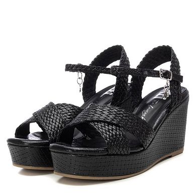 Women's Criss Cross Wedge Sandals By XTI 144057