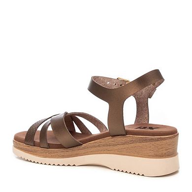 Women's Criss Cross Straps Low Wedge Sandals By XTI 144098