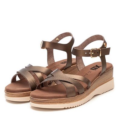 Women's Criss Cross Straps Low Wedge Sandals By XTI 144098