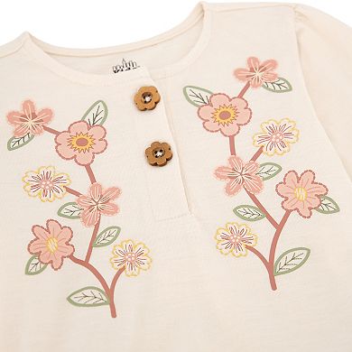 Girls 4-6x Kids Headquarters Crinkle Knit Blouse & Twill Barrel Pants Set