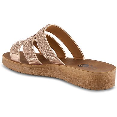 Henry Ferrera By Charming Lady Women's Triple Band Rhinestone Sandals