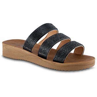 Henry Ferrera By Charming Lady Women's Triple Band Rhinestone Sandals