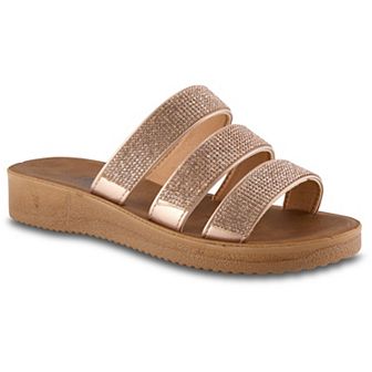 Henry Ferrera By Charming Lady Women's Triple Band Rhinestone Sandals
