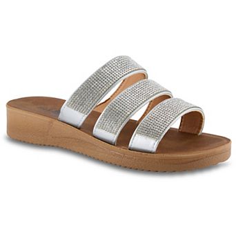 Henry Ferrera By Charming Lady Women's Triple Band Rhinestone Sandals