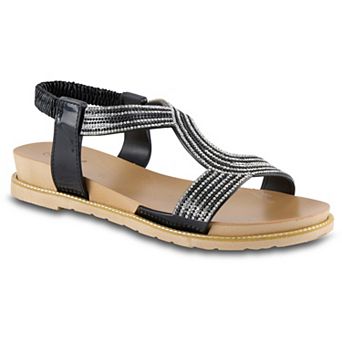 Henry Ferrera By Charming Lady Women's Elastic Backstrap Rhinestone Sandals