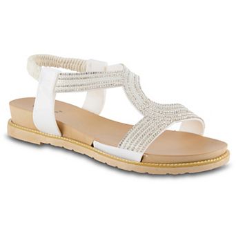 Henry Ferrera By Charming Lady Women's Elastic Backstrap Rhinestone Sandals