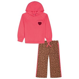 Toddler Girl Kids Headquarters Fleece Hoodie & Printed Wide Leg Pants Set