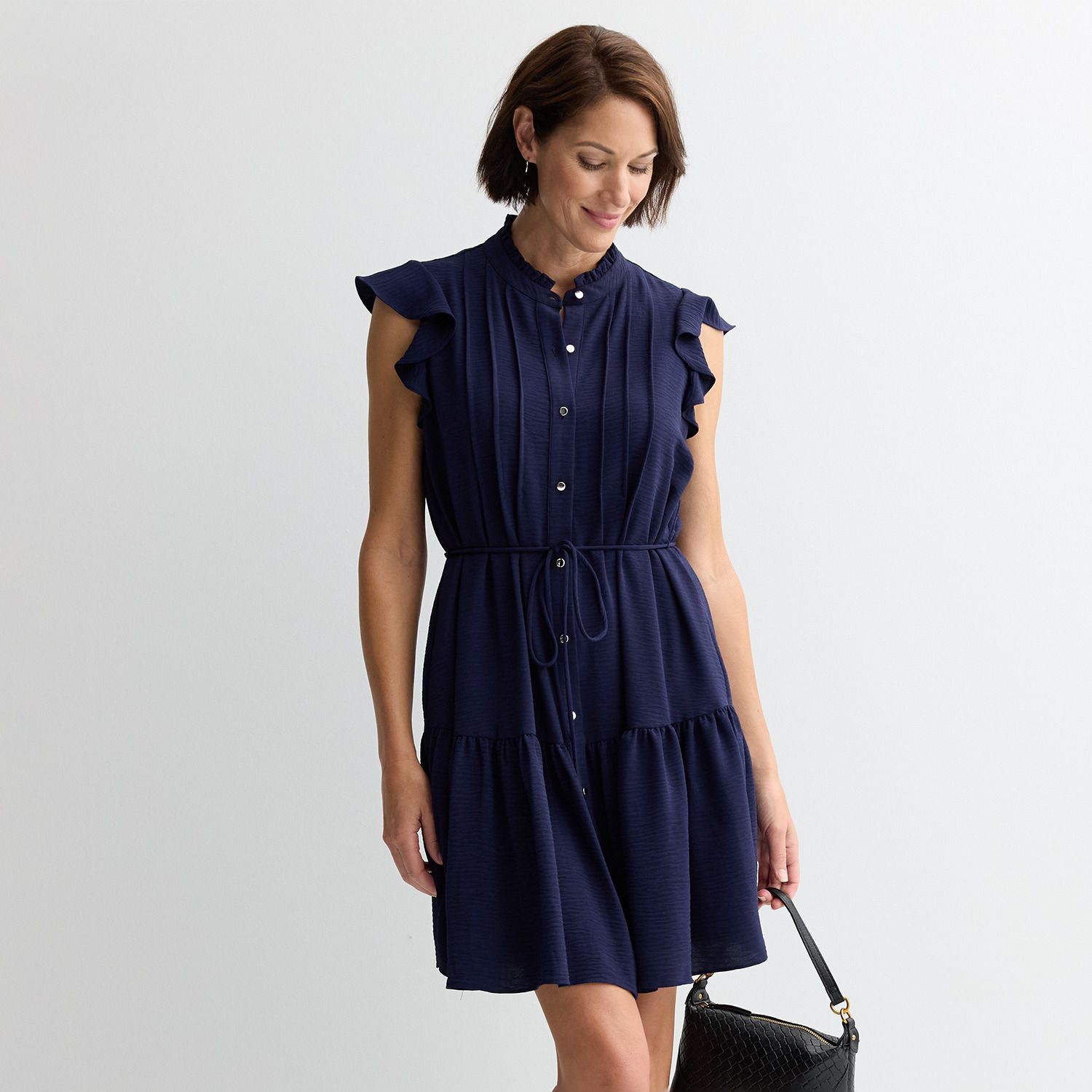Женские платья Donna Ricco Flutter Sleeve Pleated Front Dress