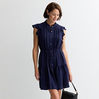 Women's Donna Ricco Flutter Sleeve Pleated Front Dress