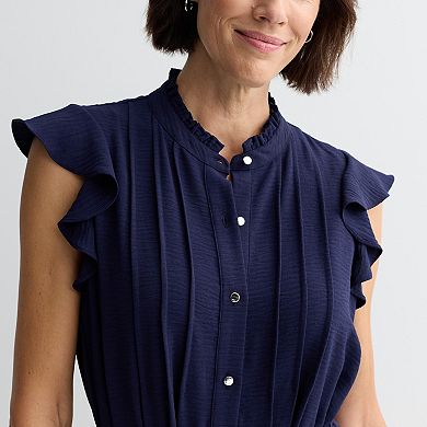 Women's Donna Ricco Flutter Sleeve Pleated Front Dress