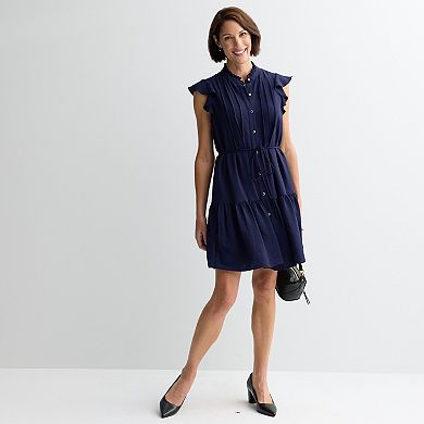 Women's Donna Ricco Flutter Sleeve Pleated Front Dress