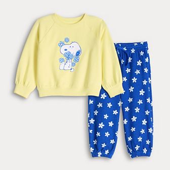 Baby & Toddler Girl Jumping Beans® Peanuts Snoopy 2 pc Raglan Sweatshirt & Jogger Pants Set