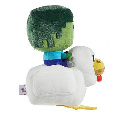 Mattel Minecraft Plush Zombie Chicken Jockey Toy, 8-inch Soft Doll