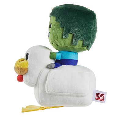 Mattel Minecraft Plush Zombie Chicken Jockey Toy, 8-inch Soft Doll