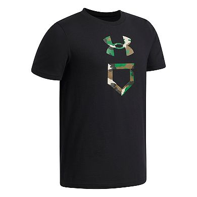 Boys Under Armour Camo Plate Short Sleeve Baseball Graphic Tee