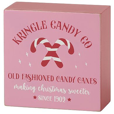 By Kathy Peppermint Kringle Box Sign & Candle Set